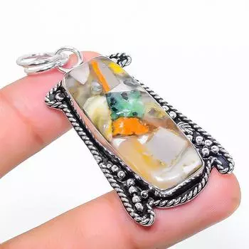 Natural Bumblebee Jasper Gemstone 925 Sterling Silver Gift Pendant 2.36 c3Z08