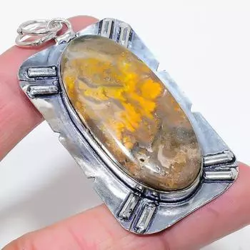 Natural Bumblebee Jasper Gemstone 925 Sterling Silver Pendant 2.68 d5k74