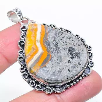 Natural Bumblebee Jasper Gemstone 925 Sterling Silver Gift Pendant 2.17 B0I40
