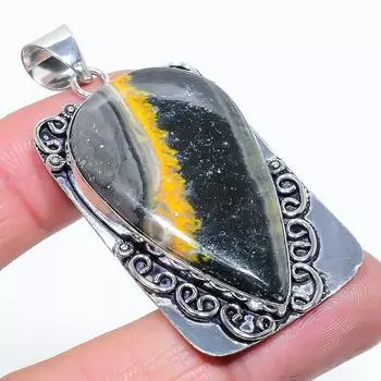 Natural Bumblebee Jasper Gemstone 925 Sterling Silver Gift Pendant 2.36 J6C44