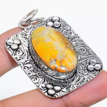Natural Bumblebee Jasper Handmade 925 Sterling Silver Jewelry Pendant 2.05 c7P96