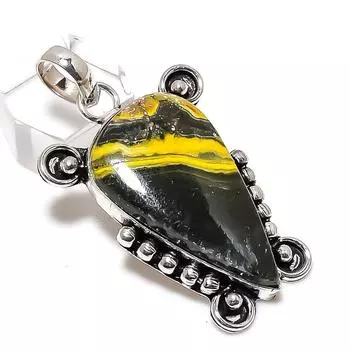 Natural Bumblebee Jasper Handmade 925 Sterling Silver Jewelry Pendant 1.97 F9z35