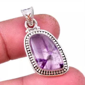 Natural Cacoxenite Gemstone 925 Solid Sterling Silver Jewelry Pendant 1.25 m3Q75