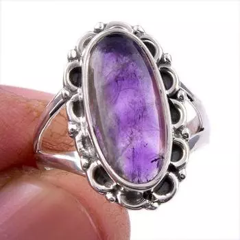 Natural Cacoxenite Gemstone 925 Solid Sterling Silver Jewelry Ring Size 7 o7p41