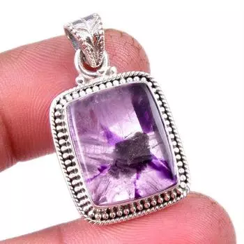 Natural Cacoxenite Gemstone 925 Solid Sterling Silver Jewelry Pendant 1.25 V0d39