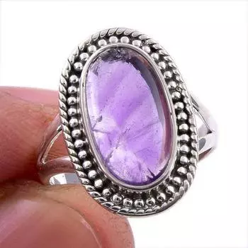 Natural Cacoxenite Gemstone 925 Solid Sterling Silver Jewelry Ring Size 6 c5R67