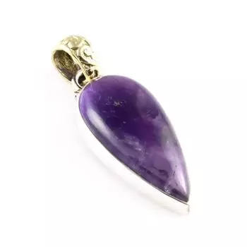 Natural Cacoxenite Gemstone 925 Sterling Silver Gift Two Tone Pendant 1.5 h4E60