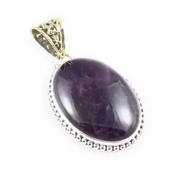 Natural Cacoxenite Gemstone 925 Sterling Silver Jewelry Two Tone Pendant 2 n8f74