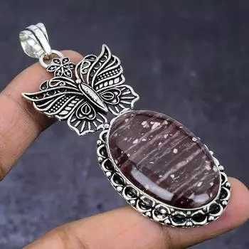 Подвеска из натурального драгоценного камня капучино яшма из стерлингового серебра 925 пробы 3,19 дюйма s2I52