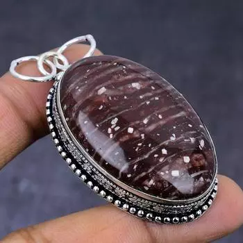 Natural Cappuccino Jasper Gemstone 925 Steling Silver Pendant 2.36 A3n84