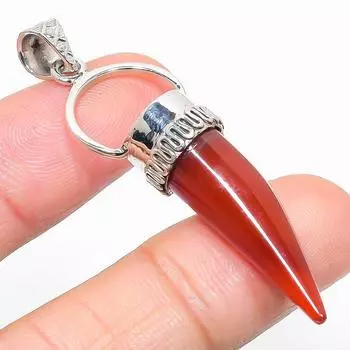 Natural Carnelian Gemstone 925 Solid Sterling Silver Jewelry Pendant 2.25 V6Z03