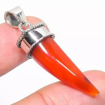 Natural Carnelian Gemstone 925 Solid Sterling Silver Jewelry Pendant 1.75 V5F62