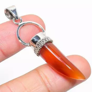 Natural Carnelian Gemstone 925 Solid Sterling Silver Jewelry Pendant 2.25 u8z63