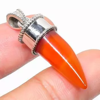 Natural Carnelian Gemstone 925 Solid Sterling Silver Jewelry Pendant 1.75 i6L55