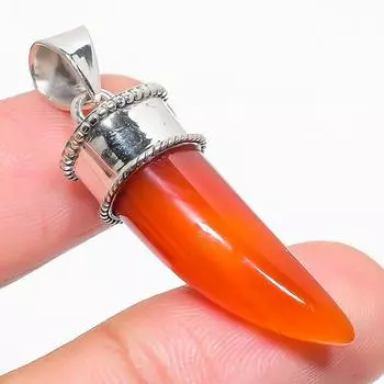 Natural Carnelian Gemstone 925 Solid Sterling Silver Jewelry Pendant 1.75 v4S68