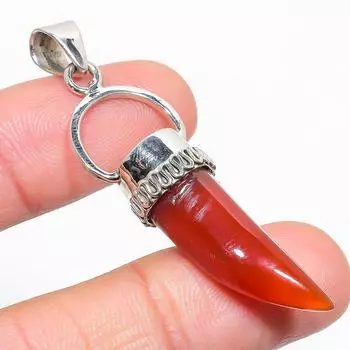 Natural Carnelian Gemstone 925 Solid Sterling Silver Jewelry Pendant 2.25 O1P23