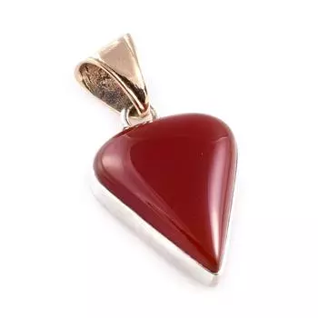 Natural Carnelian Gemstone 925 Sterling Silver Gift Two Tone Pendant 1.6 T8E99
