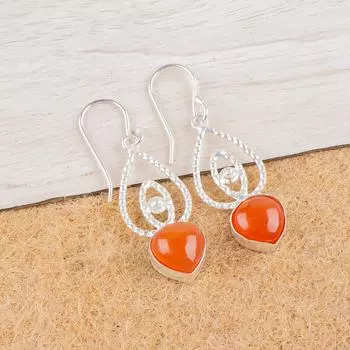 Natural Carnelian Gemstone 925 Sterling Silver Handmade Jewelry Earrings 2.00 EE-32-28