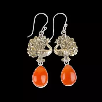 Natural Carnelian Gemstone 925 Sterling Silver Jewelry Handcrafted Earrings2.20 EE-44-26