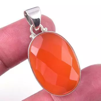 Подвеска из натурального камня сердолик, ручная работа, из стерлингового серебра 925 пробы, 1,50 дюйма, Z9e18