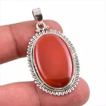 Подвеска из натурального камня сердолик, 925 пробы, 1,50 дюйма, k4l22