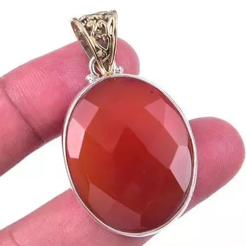 Natural Carnelian Gemstone Handmade 925 Solid Sterling Silver Pendant 1.75 n5Z82