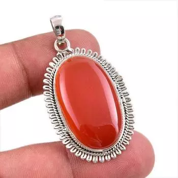 Natural Carnelian Gemstone Handmade 925 Solid Sterling Silver Pendant 1.50 C9A47