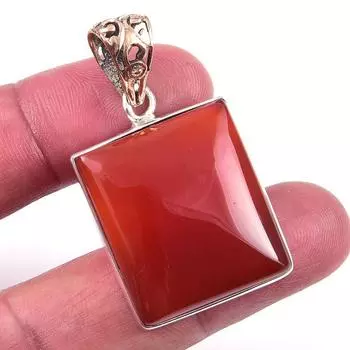 Natural Carnelian Gemstone Handmade 925 Solid Sterling Silver Pendant 1.75 Y4g29