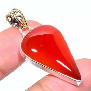 Natural Carnelian Gemstone Handmade 925 Solid Sterling Silver Pendant 1.81 J4n82