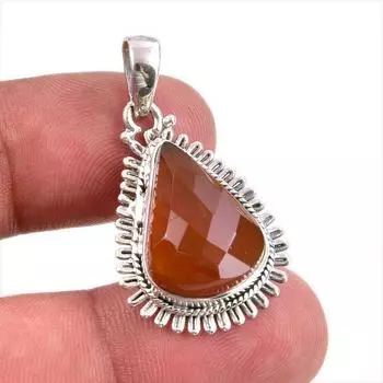 Natural Carnelian Gemstone Handmade 925 Solid Sterling Silver Pendant 1.50 K3p01