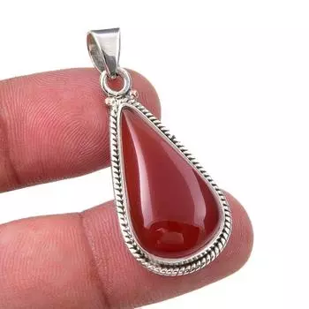 Natural Carnelian Gemstone Handmade 925 Sterling Silver Gift Pendant 1.75 Q9f87