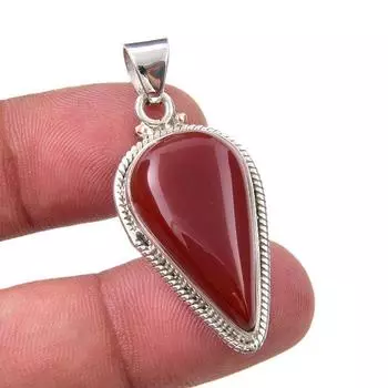 Natural Carnelian Gemstone Handmade 925 Sterling Silver Gift Pendant 1.75 V3o37