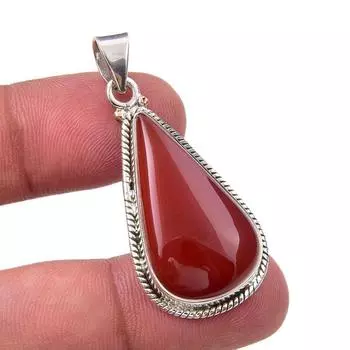Natural Carnelian Gemstone Handmade 925 Sterling Silver Gift Pendant 1.75 B1l31