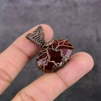 Natural Carnelian Gemstone Handmade Copper Wire Wrap Jewelry Pendant 1.38 A6H98