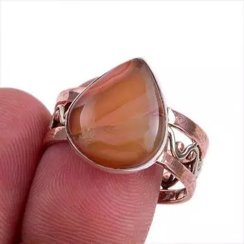 Natural Carnelian Gemstone Two Tone 925 Sterling Silver Jewelry Ring S.9.5 c7L88
