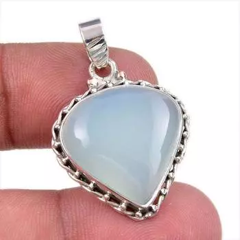 Natural Chalcedony Gemstone 925 Solid Sterling Silver Jewelry Pendant 1.50 b0T23