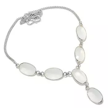 Ювелирное ожерелье из серебра 925 пробы с натуральным халцедоном 18 дюймов J5w03