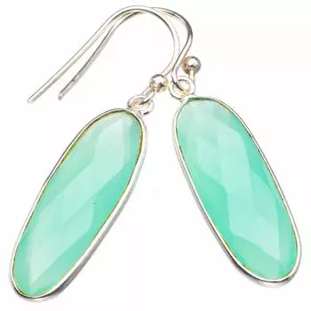 Natural Chalcedony Handmade 925 Sterling Silver Earrings 2 D3727