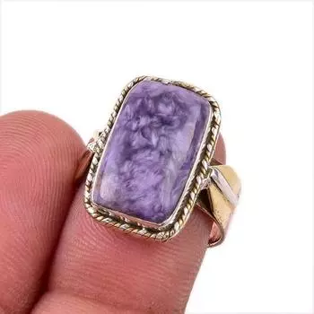 Natural Chaorite Gemstone 925 Solid Sterling Silver Gift Two Tone Ring S.7 B3b40
