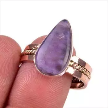 Natural Chaorite Gemstone 925 Solid Sterling Silver Two Tone Ring Size 10 d2a18
