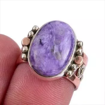 Natural Chaorite Gemstone Two Tone 925 Sterling Silver Jewelry Ring Size 5 Q6N87