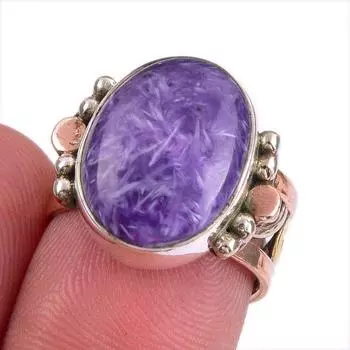 Natural Chaorite Gemstone Two Tone 925 Sterling Silver Jewelry Ring S.5.5 k1A59