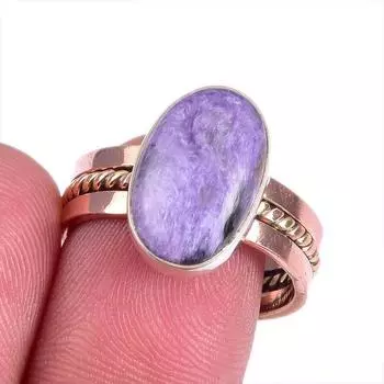 Natural Chaorite Gemstone Two Tone 925 Sterling Silver Jewelry Ring Size 8 p8w48