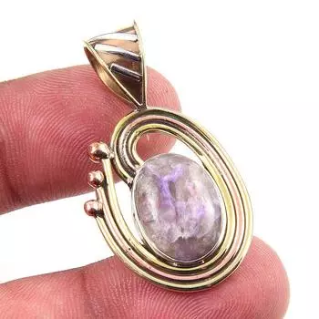 Natural Charoite Gemstone 925 Solid Sterling Silver Two Tone Pendant 1.50 v9j28