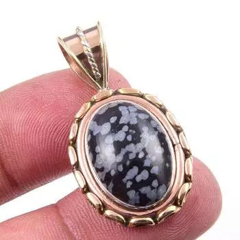 Natural Charoite Gemstone 925 Solid Sterling Silver Two Tone Pendant 1.50 y6o06