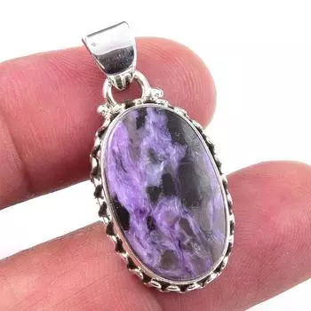 Natural Charoite Gemstone 925 Solid Sterling Silver Jewelry Pendant 1.75 z3k25