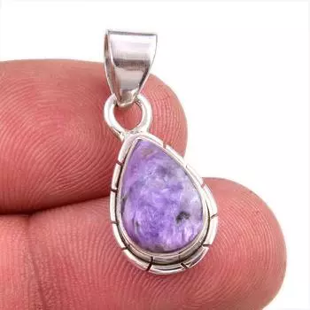 Natural Charoite Gemstone Handmade 925 Solid Sterling Silver Pendant 1.25 D5n56