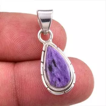 Natural Charoite Gemstone Handmade 925 Solid Sterling Silver Pendant 1.25 S8f72