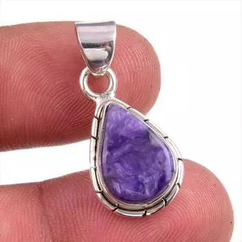 Natural Charoite Gemstone Handmade 925 Solid Sterling Silver Pendant 1.25 u3O07