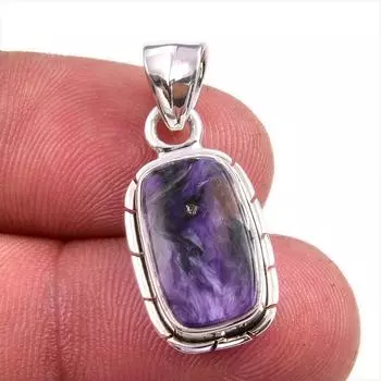 Natural Charoite Gemstone Handmade 925 Solid Sterling Silver Pendant 1.25 Z2T44